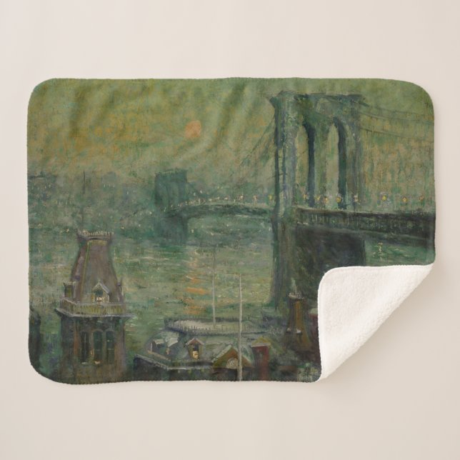 Cobertor Sherpa Ponte Brooklyn (Landmark Nova Iorque) (NYC) (Frente (Horizontal))