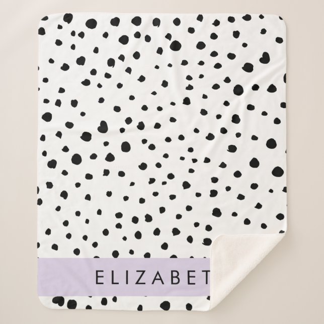 Cobertor Sherpa Pontos Dalmáticos, Pontos, Preto e Branco, Seu Nom (Frente)