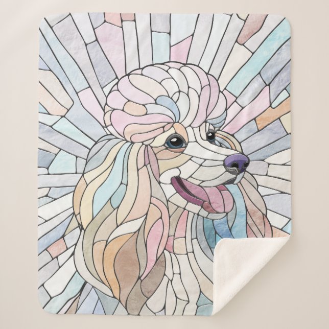 Cobertor Sherpa Poodle - arte mosaica pastel (Frente)