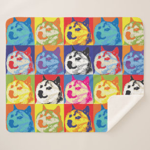 Cobertor Sherpa Pop Art Dogecoin