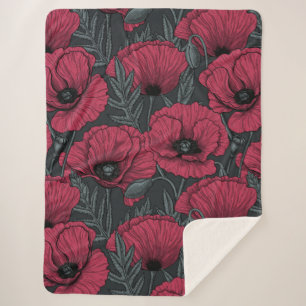 Cobertor Sherpa Poppies em Viva Magenta
