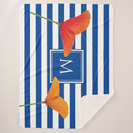Cobertor Sherpa Poppy Blue Stripes Monograma
