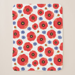 Cobertor Sherpa Poppys E Cornflower Patterno