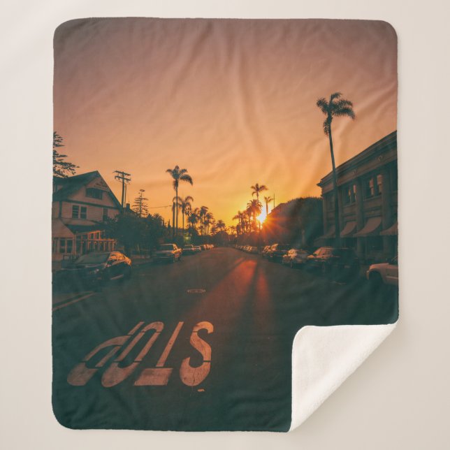 Cobertor Sherpa Pôr do sol ao longo do horizonte (Frente)