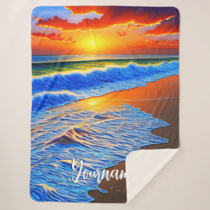 Cobertor Sherpa Pôr do sol da praia