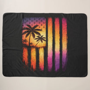 Cobertor Sherpa Pôr do Sol de Verão American Vintage 4 de Julho