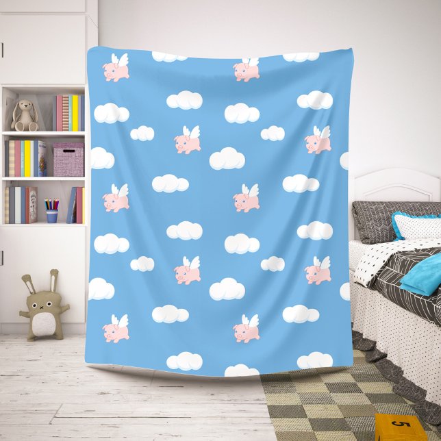 Cobertor Sherpa Porco Voador - Leitura Cuja Asa É (Criador carregado)