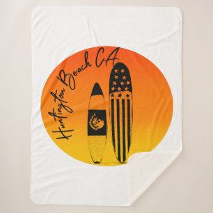 Cobertor Sherpa Pôrs do sol e pranchas da praia de Huntington