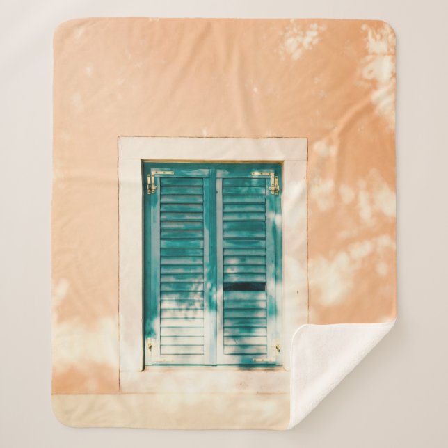 Cobertor Sherpa Porta de madeira verde fechada (Frente)