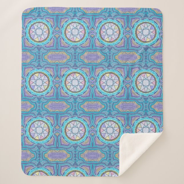 Cobertor Sherpa Portal Geométrico Celestial | Mystical Mandala (Frente)