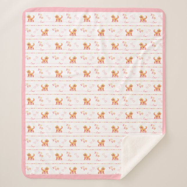 Cobertor Sherpa Posh Doodle Dog Love Sherpa Blanket (Frente)