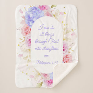 Cobertor Sherpa Posso Fazer Tudo Através Do Cristo - Philippians 4