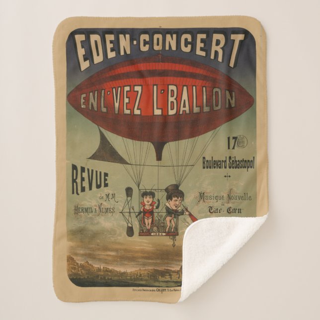Cobertor Sherpa Poster de Circo Francês De Dois Artistas Em Avião (Frente)