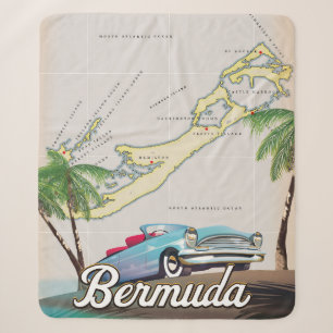 Cobertor Sherpa poster de viagens vintage das Bermudas