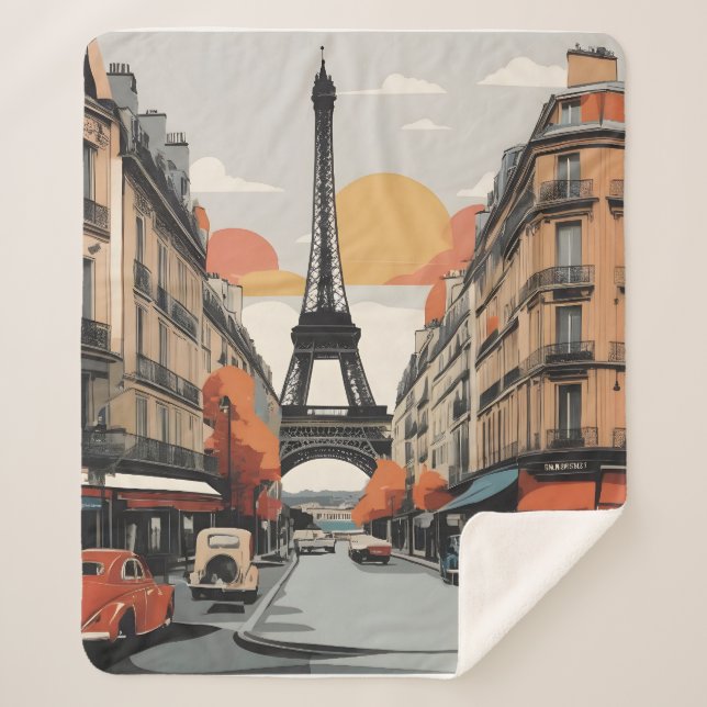 Cobertor Sherpa Poster vintage de Paris (Frente)