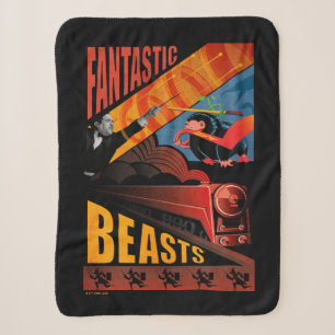 Cobertor Sherpa Poster vintage Fantástico das Bestas de Jacob Kow