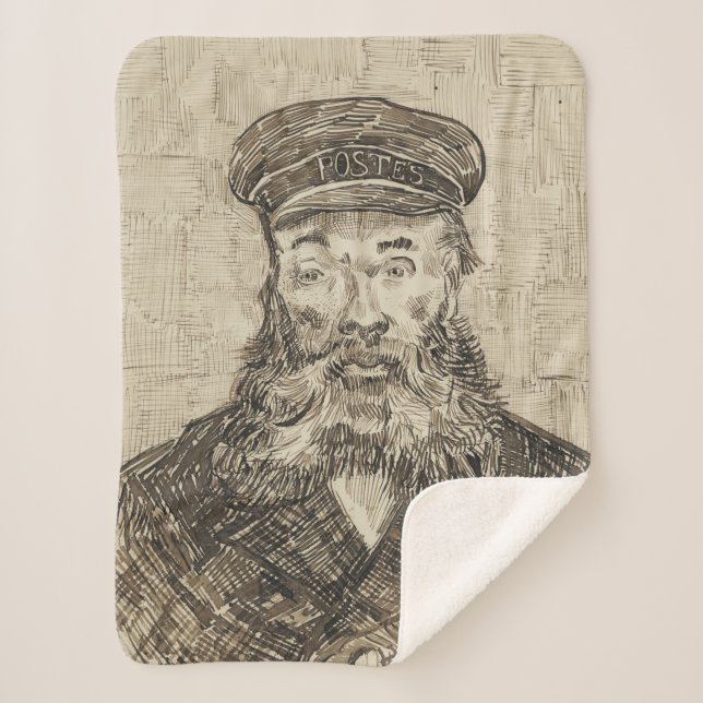 Cobertor Sherpa Postman Joseph Roulin (Sepia Sketch) (por van Gogh (Frente)
