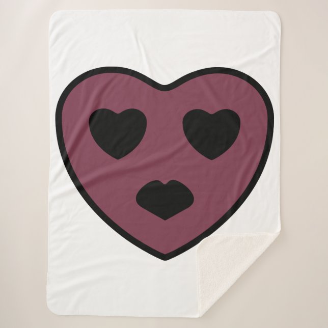 Cobertor Sherpa Pout da face do coração (Frente)