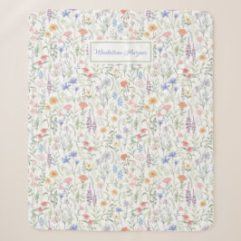 Cobertor Sherpa Prado de Flores Silvestres Coquette Personalizado