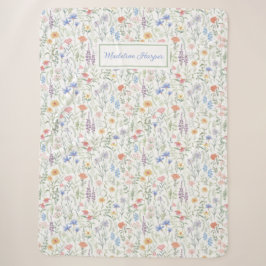 Cobertor Sherpa Prado de Flores Silvestres Coquette Personalizado