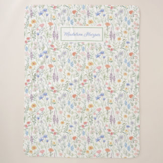 Cobertor Sherpa Prado de Flores Silvestres Coquette Personalizado