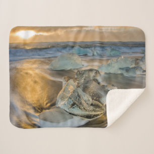 Cobertor Sherpa Praia de Areia Preta Jokulsarlon Sul da Islândia