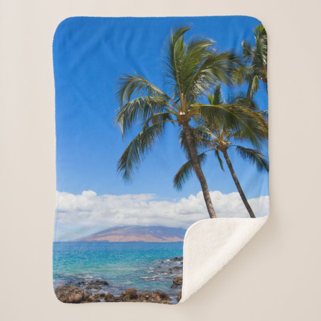 Cobertor Sherpa Praias Tropicais | Ilha Maui Hawaii (Frente)
