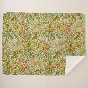 Cobertor Sherpa Pre-Raphaelite dourado do vintage do lírio de