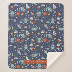 Cobertor Sherpa Preguiças do espaço - nome feito sob encomenda