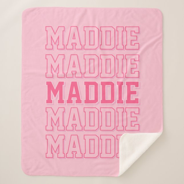 Cobertor Sherpa Preppy Pink Name Blanket (Frente)