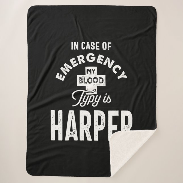 Cobertor Sherpa Presente de Aniversário do Nome Personalizado Harp (Frente)