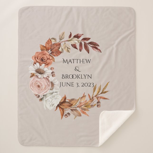 Cobertor Sherpa Presente de Casamento de Nome Personalizado, Abert (Frente)