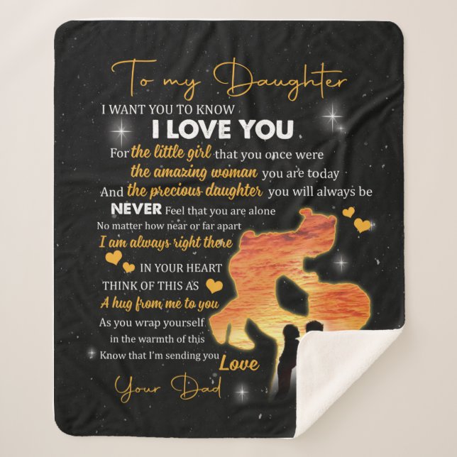 Cobertor Sherpa Presente de Filha |Carta Ao Meu Amor Filha Do Pai (Frente)