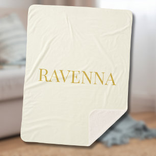Cobertor Sherpa Presente de Nome Serif Personalizado Luxo Creme Pa