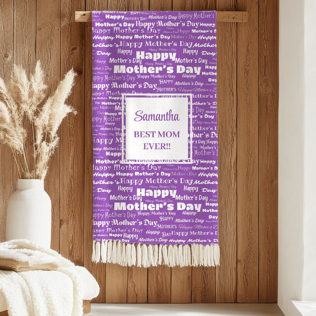 Cobertor Sherpa Presente Dia das Mães Roscas Escritas Avó (Stylish Purple Script Mother’s Day Gift Grandma Sherpa Blanket)