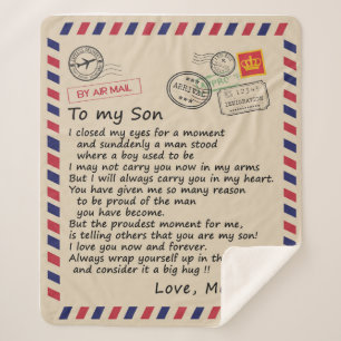 Cobertor Sherpa Presente do Filho Carta Ao Meu Amor Filho Da Mãe
