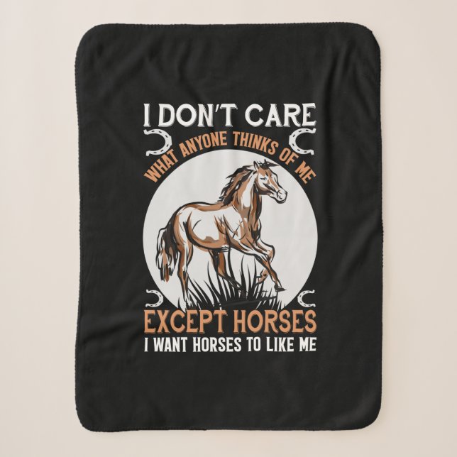 Cobertor Sherpa Presente Equestre | Não Me Importa, Exceto Cavalos (Frente)