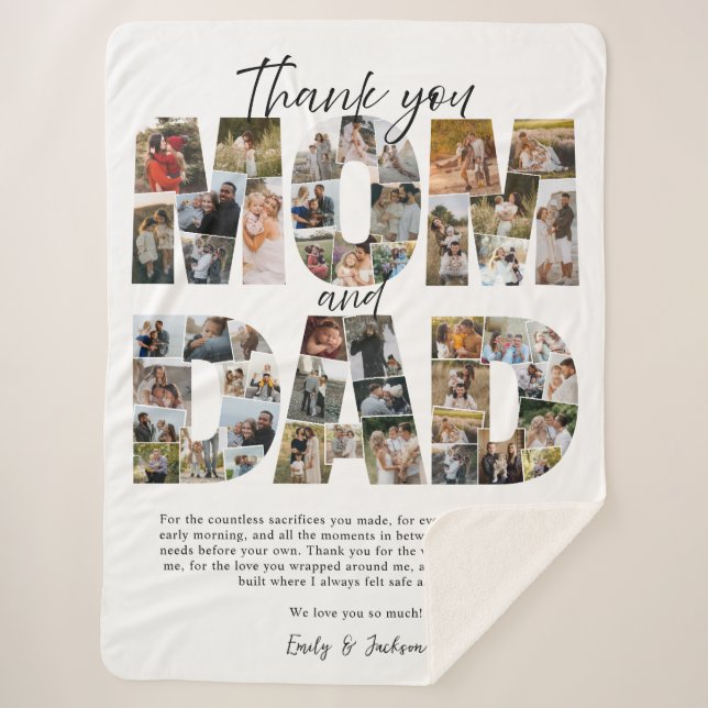 Cobertor Sherpa Presente para fotos da família de colagem de fotos (Frente)