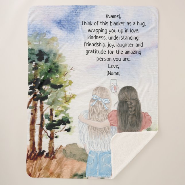 Cobertor Sherpa Presente para Paisagem de Aquarela Irmã ou Amigos (Frente)