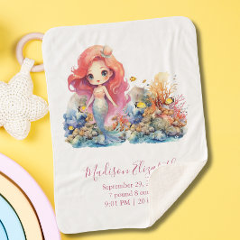 Cobertor Sherpa Presente Personalizado para Chás de Bebê de Sereia