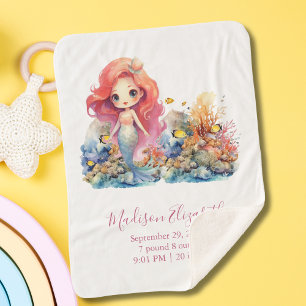 Cobertor Sherpa Presente Personalizado para Chás de Bebê de Sereia