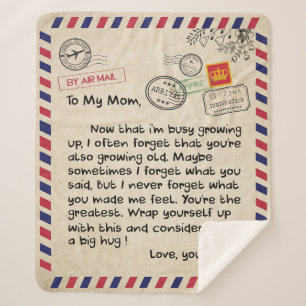 Cobertor Sherpa Presentes da mãe Carta À Minha Mãe Amor Do Fil