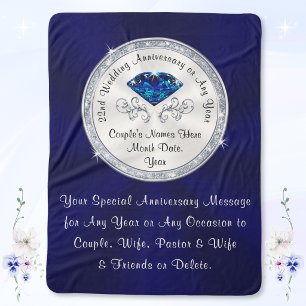 Cobertor Sherpa Presentes de Aniversário de Casamento de 22 Anos,
