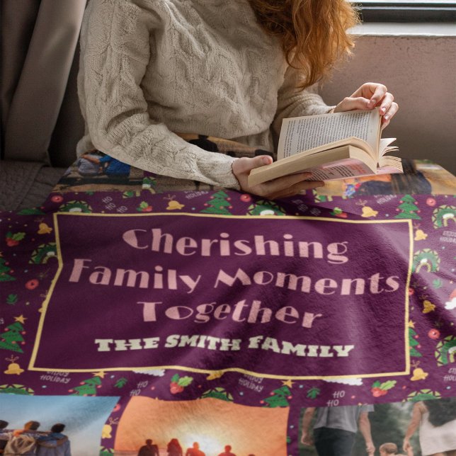 Cobertor Sherpa Presentes de Natal da Família Personalizada para F (Custom Family Photo Christmas Gifts for Daughter)