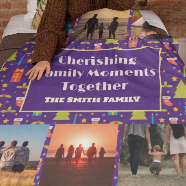 Cobertor Sherpa Presentes de Natal da Família Personalizada para F (Custom Family Photo Christmas Gifts for Daughter)