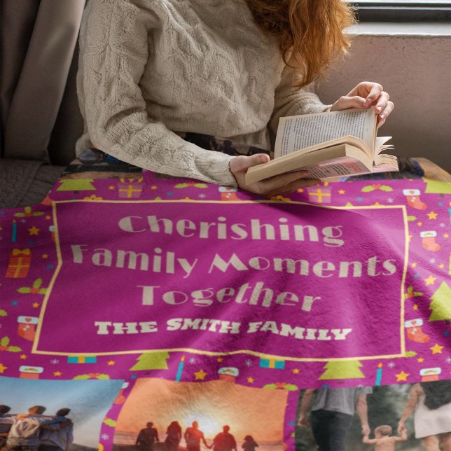 Cobertor Sherpa Presentes de Natal da Família Personalizada para F (Custom Family Photo Christmas Gifts for Daughter)