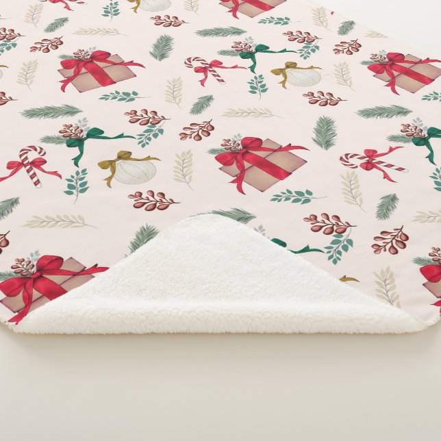 Cobertor Sherpa Presentes de Natal na Folhagem de inverno (3/4)