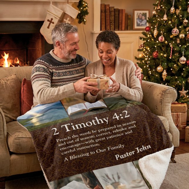 Cobertor Sherpa Presentes de Natal Personalizados e Únicos para Pa (Custom Unique Christmas Gifts for Pastors Brown Sherpa Blanket)