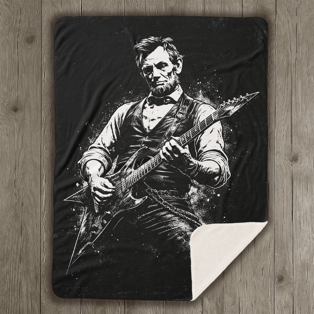 Cobertor Sherpa Presidente Abraham Lincoln Tocando Violão (Criador carregado)
