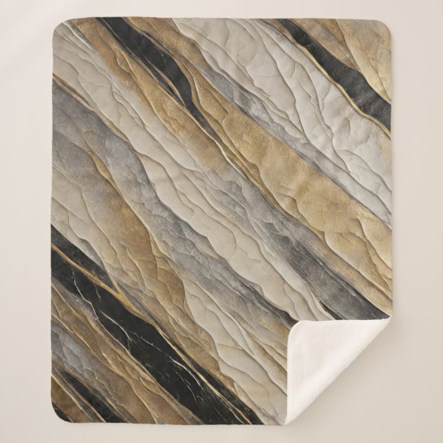 Cobertor Sherpa Preto e Dourado com tempo (Frente)